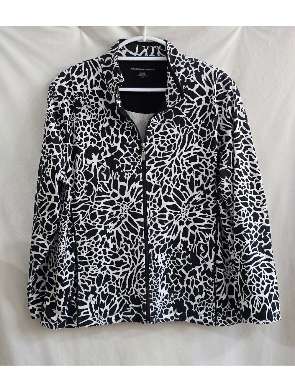 Allison Daley Black and White Floral Print Jacket XL